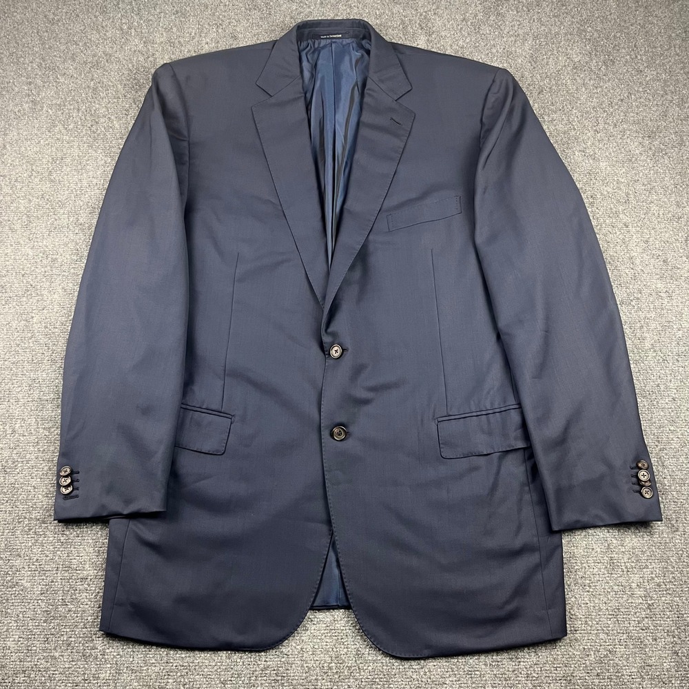 Ermenegildo Zegna Trofeo Men Navy Blue Wool Blazer Sport Coat 48L Modern